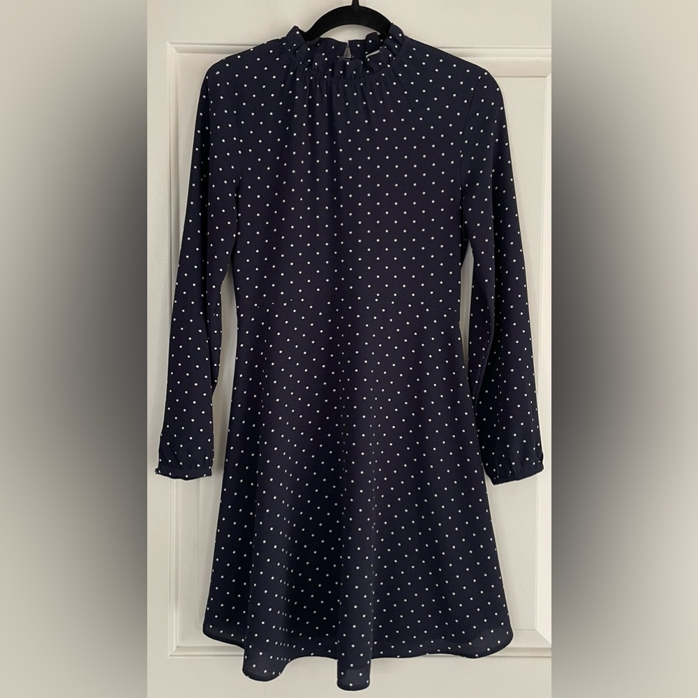 H&M Dark Blue Dress with White Polka Dots